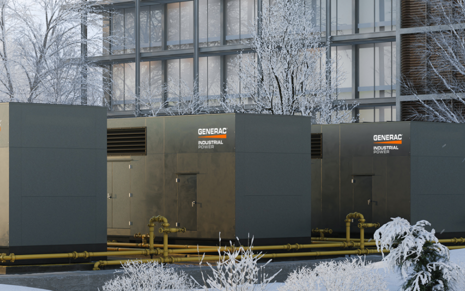 An image of a row of Generac generators.