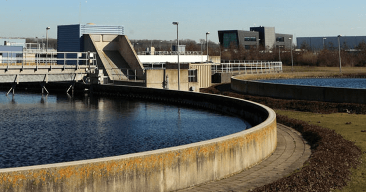 Water plant manufacturing building outside.