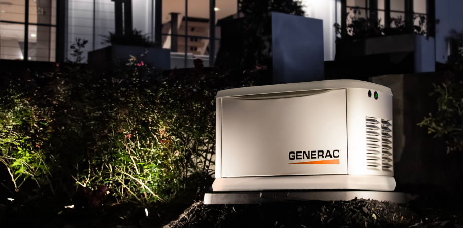 Generac home standby generator outside of a home