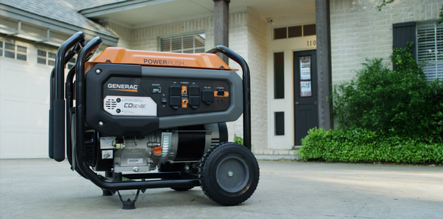 Generac portable generator outside of a home